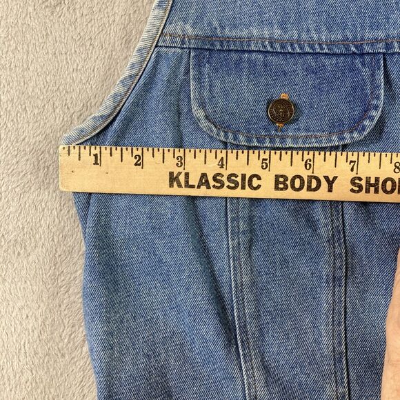 Vintage Jean Denim Vest Jacket Women 13/14 Blue Fake Pockets Sleeveless USA - Picture 10 of 14